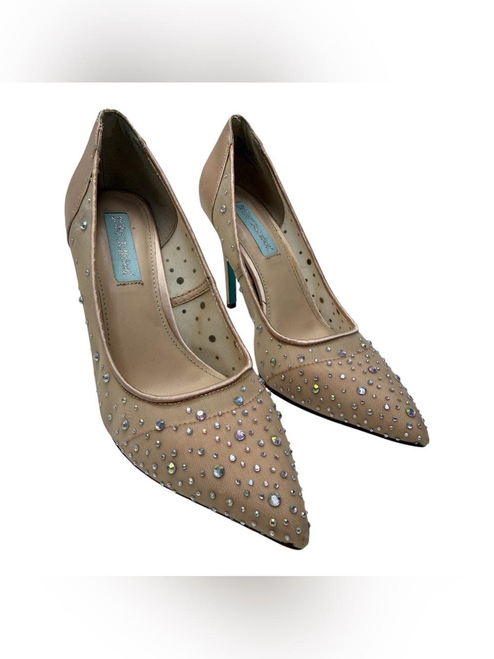 Betsey Johnson Nude Crystal Pointed Toe Pumps size 6.5